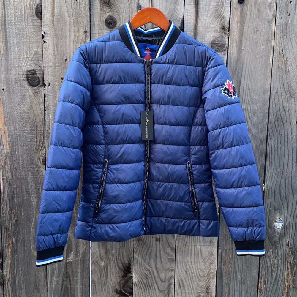 Moose Knuckles Royal Blue Quilted Bomber Jacket